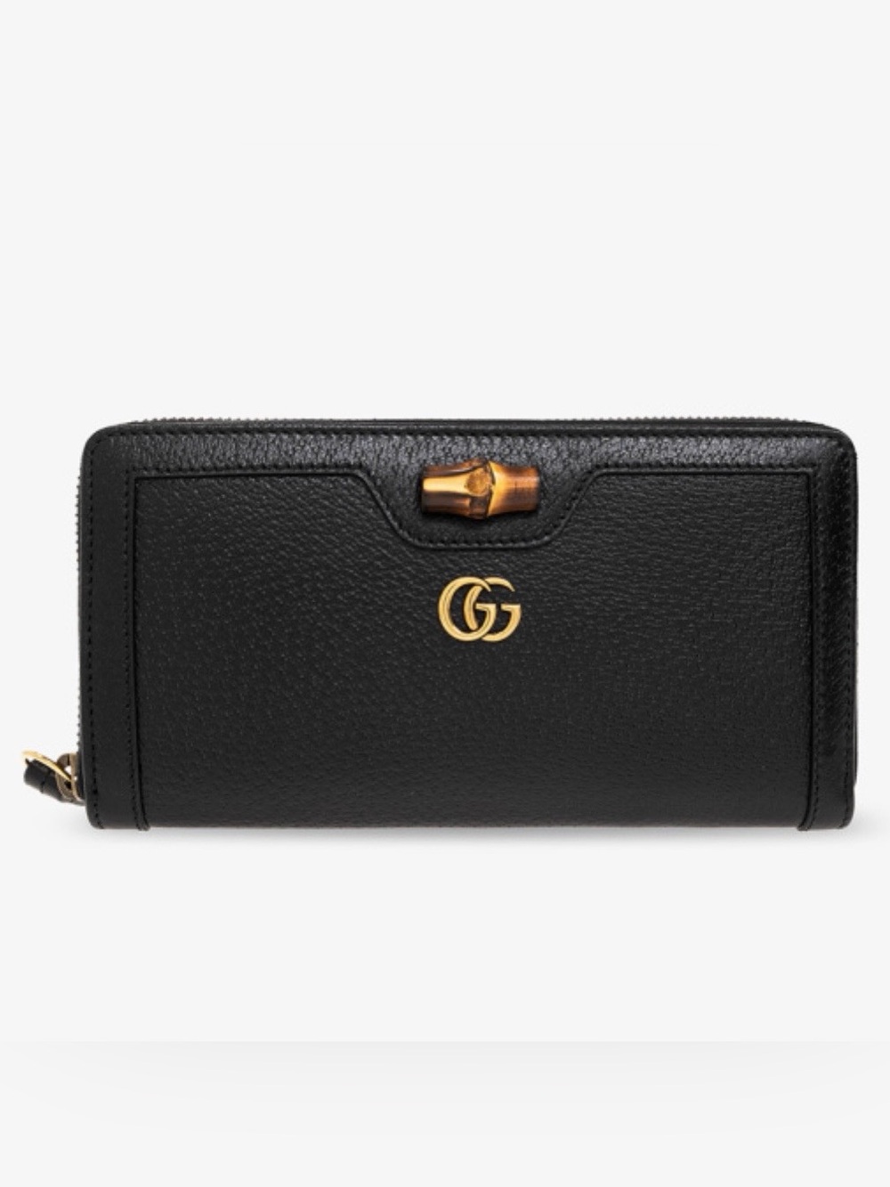 GUCCI Diana GG bamboo zip around wallet